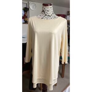 J.Jill Pure Jill boat neck layered tunic yellow jersey knit sz L